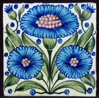 Tile with Persian style floral design by William de Morgan